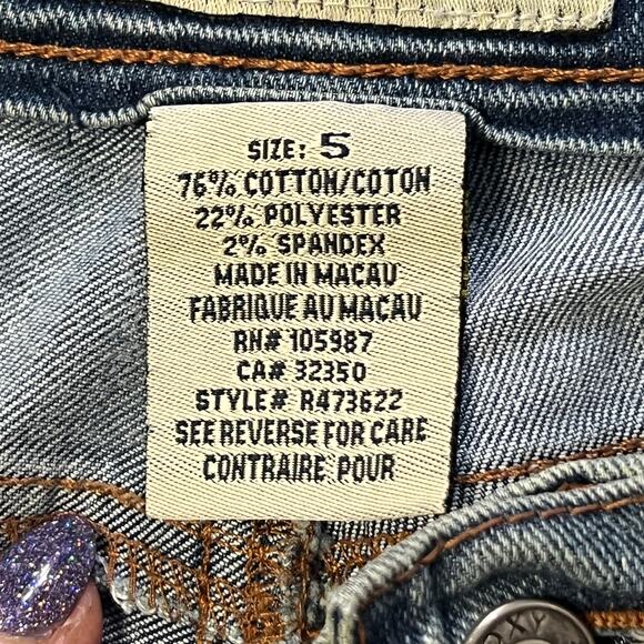 Women's Roxy jeans low rise boot cut Y2K med wash  casual bohemian flare bottom - Picture 7 of 9